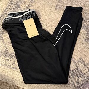 Nike Black Leggings with White Swoosh